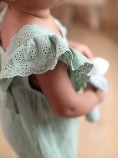 Playsuit in Cotton Gauze for Babies sage green 