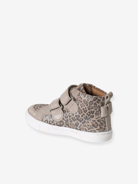 High-Top Leather Trainers for Babies printed beige 