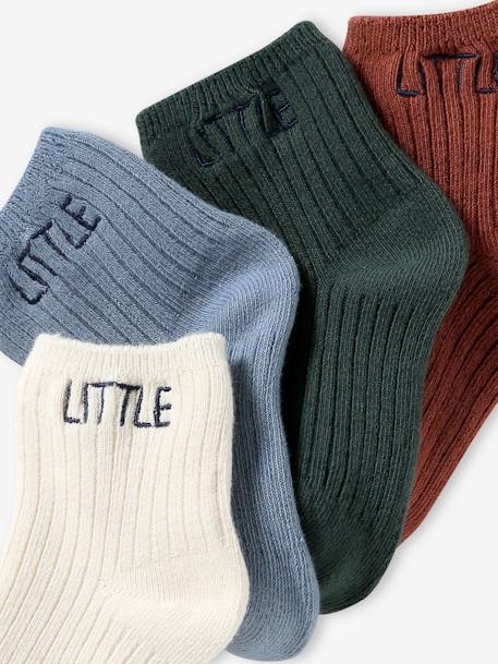 Pack of 4 Pairs of 'Little' Socks for Babies cappuccino+old rose 