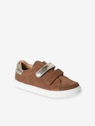 Shoes-Girls Footwear-Trainers-Hook-and-Loop Trainers in Leather for Girls