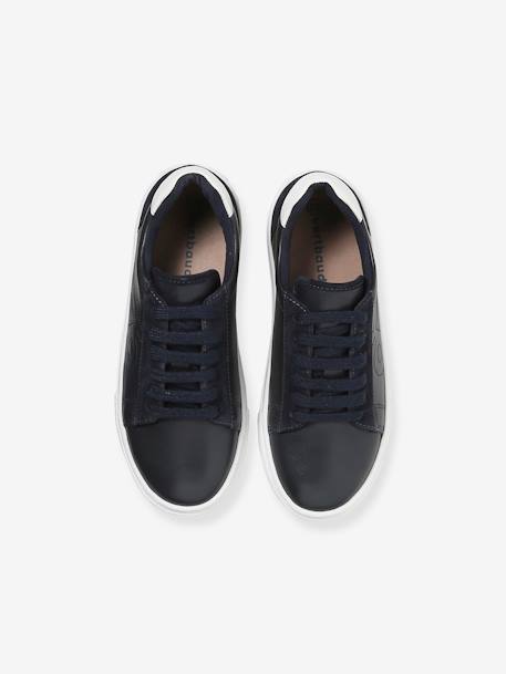 Leather Trainers for Children navy blue+white 