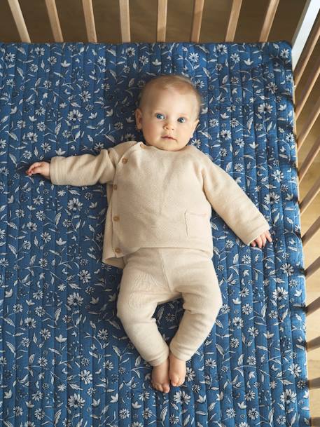 Patchwork Floor Mat/Playpen Base Mat, India printed blue 