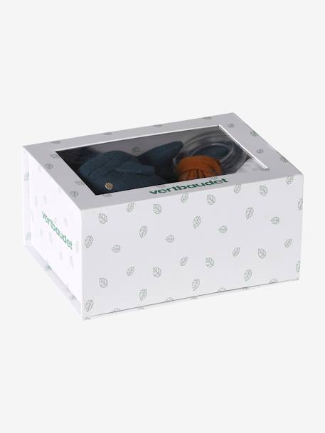 3-Piece Gift Box: Muslin Square + Soft Toy + Rattle blue+brown 