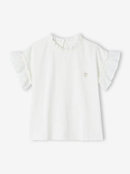 Two-Tone Blouse for Girls ecru 