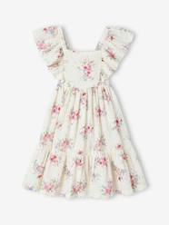 -Floral Dress in Cotton Gauze for Girls