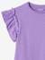 T-Shirt with Embroidered Flowers & Ruffled Sleeves for Girls violet 