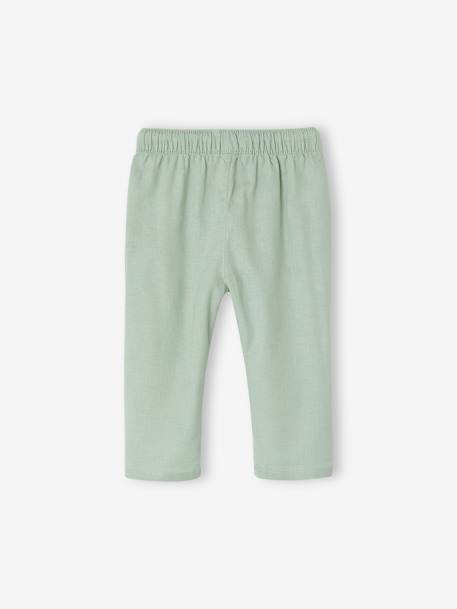 Lightweight Trousers in Linen & Cotton, for Babies pearly grey+sage green 