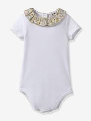 -Bodysuit in Organic Cotton with Liberty Fabric Collar for Babies, by CYRILLUS