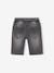 Bermuda Shorts in Denim-Effect Fleece for Boys, Easy to Put On denim grey+double stone+stone 