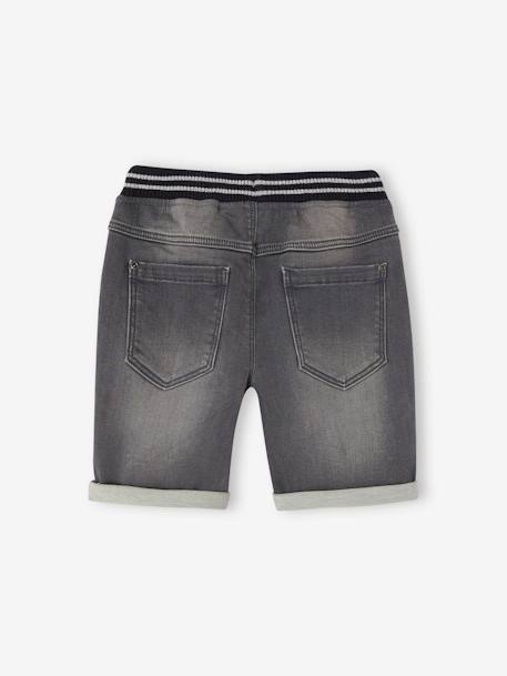 Bermuda Shorts in Denim-Effect Fleece for Boys, Easy to Put On denim grey+double stone+stone 