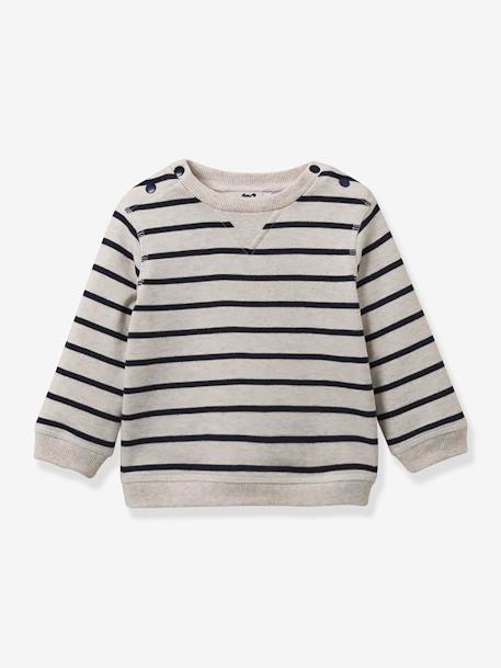 Striped Sweatshirt in Organic Cotton, by CYRILLUS striped navy blue 