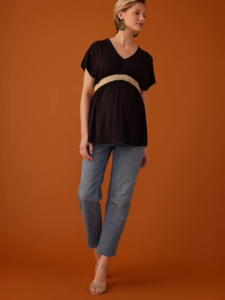 Top with V-Neckline for Maternity, Félicieor by ENVIE DE FRAISE black+terracotta 