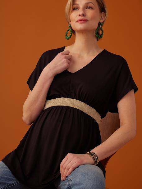 Top with V-Neckline for Maternity, Félicieor by ENVIE DE FRAISE black+terracotta 