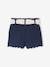 Cotton Gauze Shorts with Floral Belt for Babies apricot+ecru+navy blue 