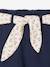 Cotton Gauze Shorts with Floral Belt for Babies apricot+ecru+navy blue 