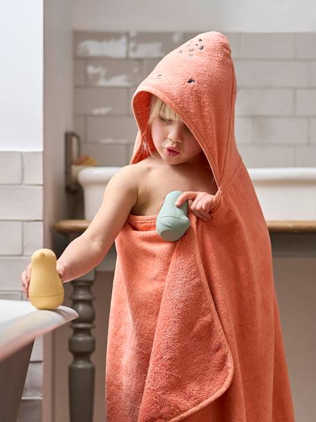 Bath Cape, Essentials for Babies, in recycled cotton green+peach+sandy beige 