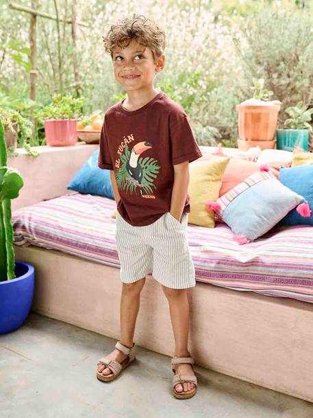 T-Shirt with Toucan, for Boys bordeaux red 