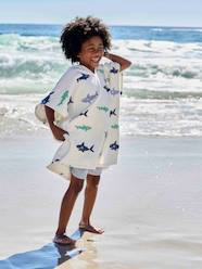 Bath Poncho with Recycled Cotton for Children, Sharks