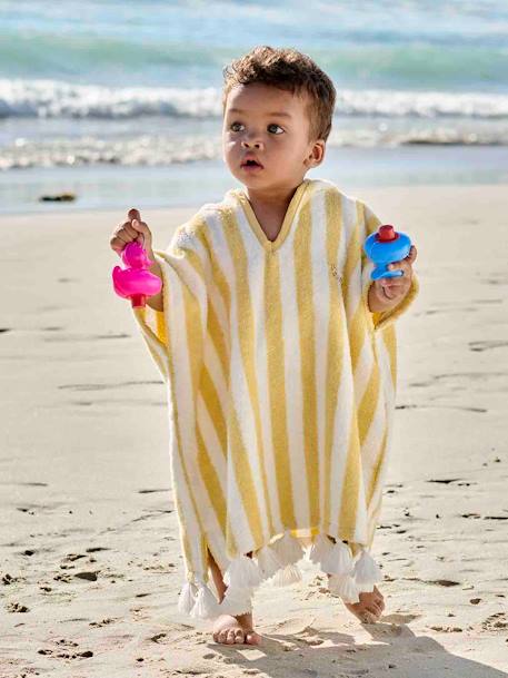 Striped Bathing Poncho for Babies Blue+GREEN MEDIUM METALLIZED+Pink+striped yellow 