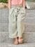 Cropped, Wide Leg Paperbag Trousers in Cotton Gauze for Girls old rose+sage green 