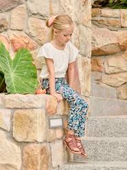 -Fluid Cropped Trousers with Floral Print, for Girls