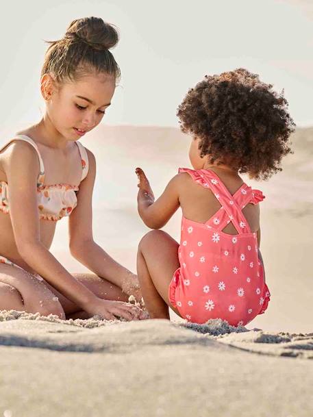 Swimsuit with Floral Print, for Baby Girls fuchsia 