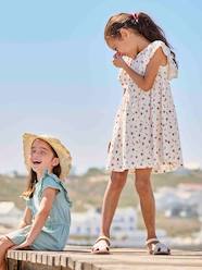 Girls-Dresses-Floral Dress in Jersey Knit with Relief, for Girls