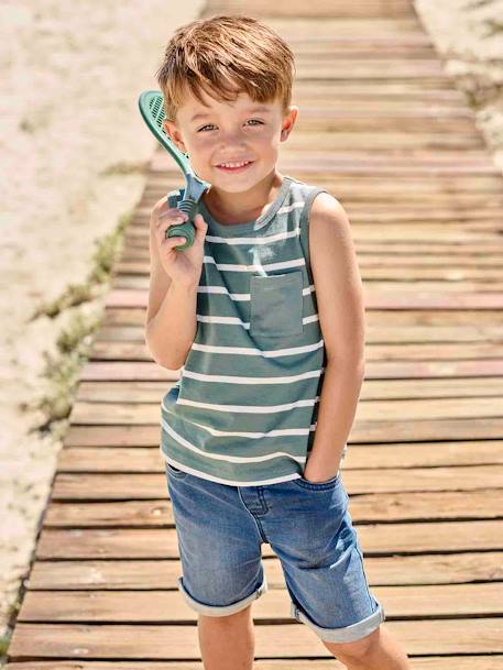 Striped Tank Top for Boys aqua green 