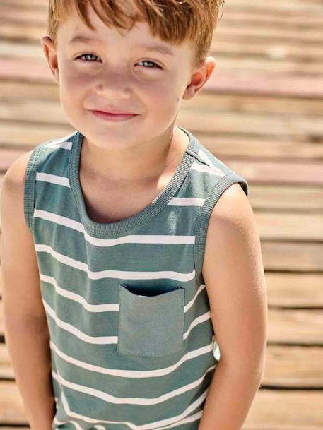 Striped Tank Top for Boys aqua green 