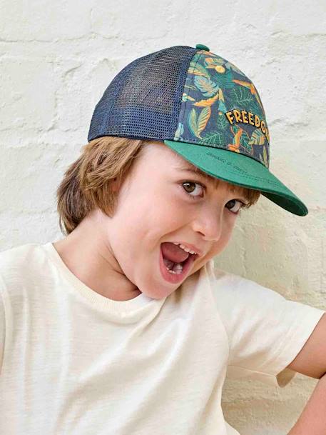 Cap with Jungle Print for Boys fir green 