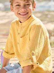 Boys-Shirts-Cotton Gauze Shirt, Roll-Up Sleeves, for Boys