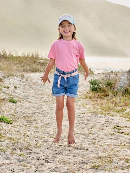 Plain Basics T-Shirt for Girls almond green+sweet pink 