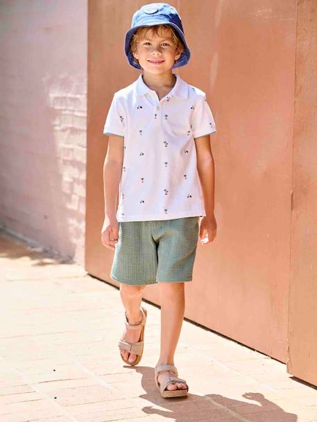 Cotton Gauze Shorts for Boys electric blue+green 