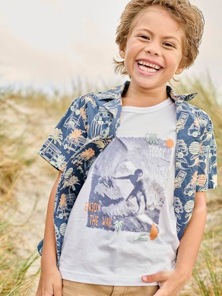 Tank Top with Surfing Photoprint for Boys white 