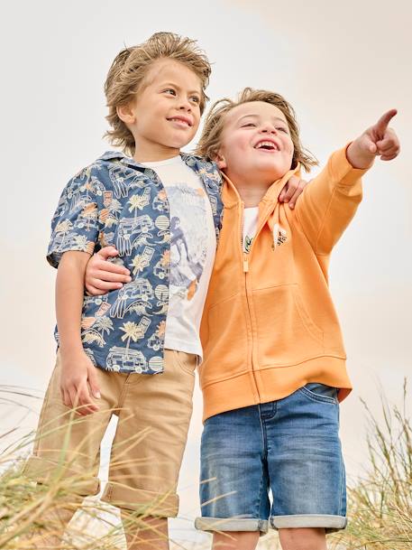 Hooded Jacket with Surfing Motif on the Back for Boys orange 