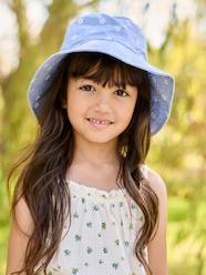 Girls-Floral Capeline-Style Bucket Hat in Denim for Girls