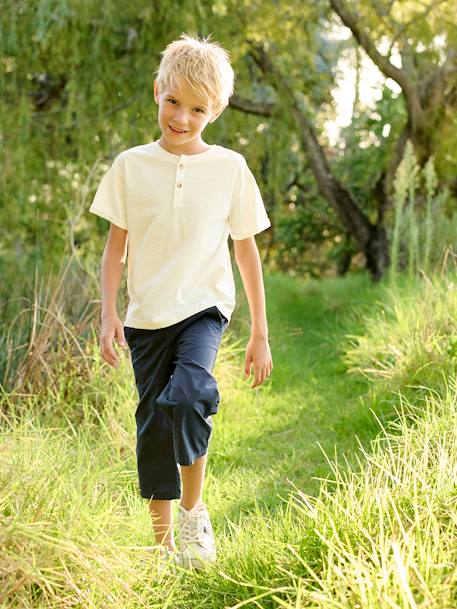 Basics Grandad-Style T-Shirt for Boys azure+ecru 