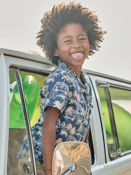 Shirt with Surf Print, for Boys printed blue 