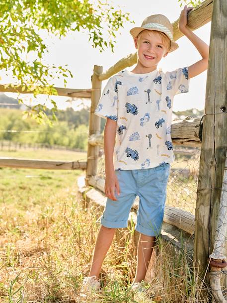 T-Shirt with Farmer Motif for Boys printed white 