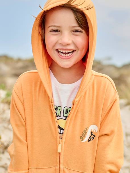 Hooded Jacket with Surfing Motif on the Back for Boys orange 