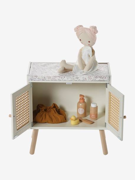 Changing Table in Straw & FSC® Wood, Poetry PINK LIGHT SOLID+white 