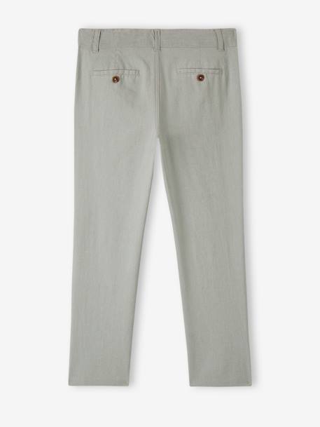 Cotton/Linen Chino Trousers for Boys Beige+blue+Dark Blue+sage green 