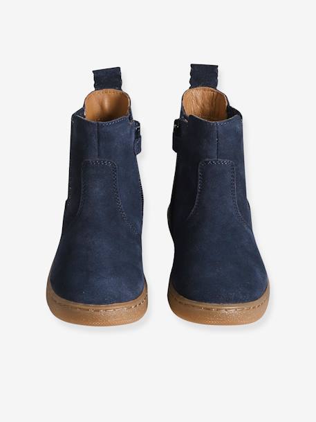 Leather Boots for Girls camel+navy blue 