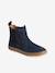 Leather Boots for Girls camel+navy blue 