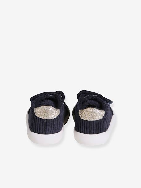 Fabric Trainers with Hook-&-Loop Straps for Babies navy blue+old rose+raspberry pink 