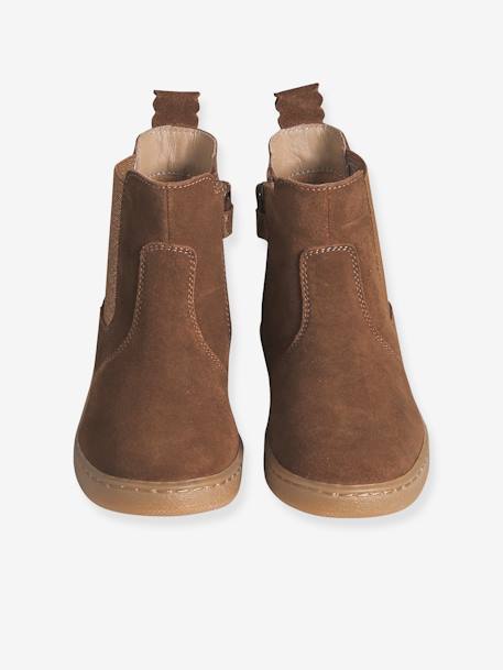 Leather Boots for Girls camel+navy blue 