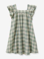 -Gingham Dress in Linen & Cotton for Girls, by CYRILLUS