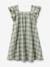 Gingham Dress in Linen & Cotton for Girls, by CYRILLUS aqua green 