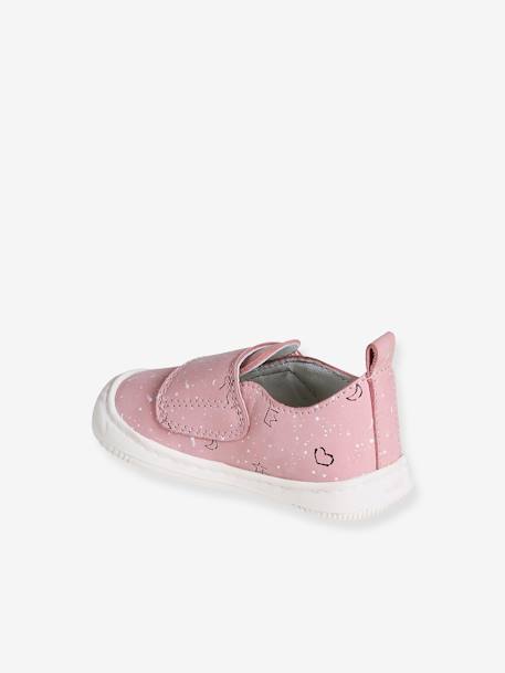 Indoor Shoes in Smooth Leather with Hook-&-Loop Strap, for Babies pale pink+printed pink+rose 