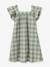 Gingham Dress in Linen & Cotton for Girls, by CYRILLUS aqua green 